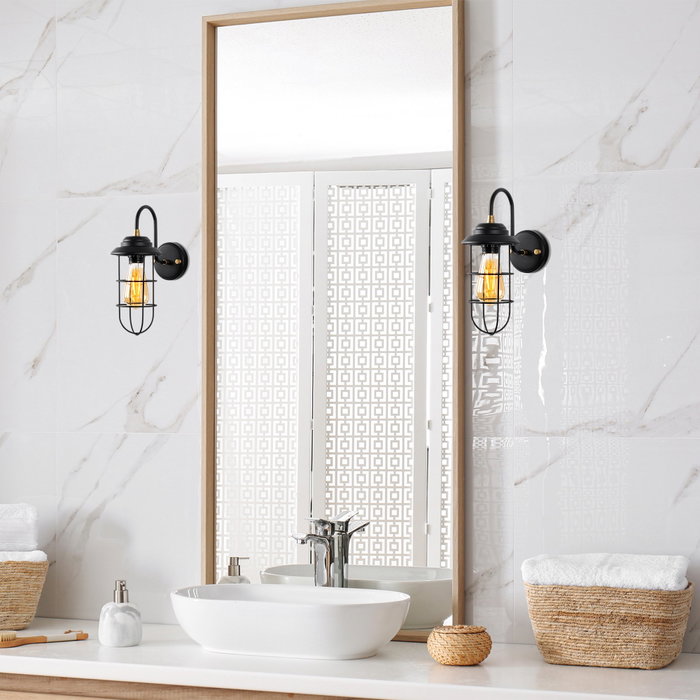 Opviq Mahoni - 13205 Lámpara de pared Negro y Oro